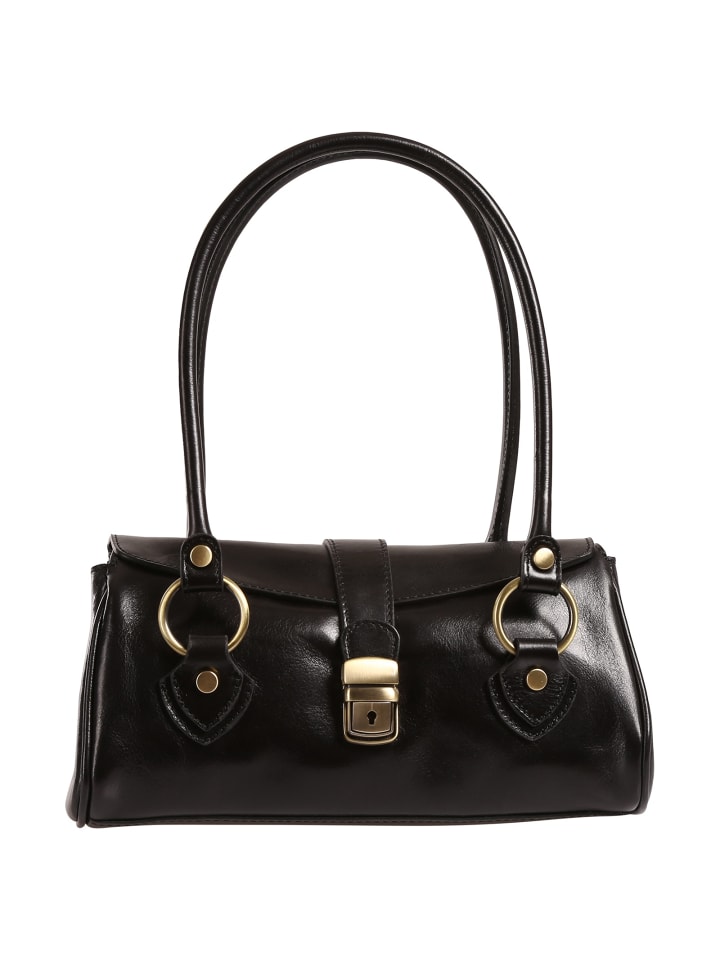 Toscanto Schultertasche Leder schwarz ca. 29cm