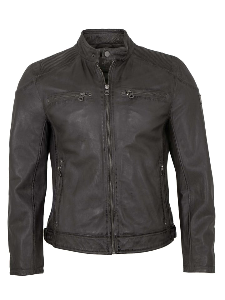 Lederjacke Lammnappa in Anthrazit
