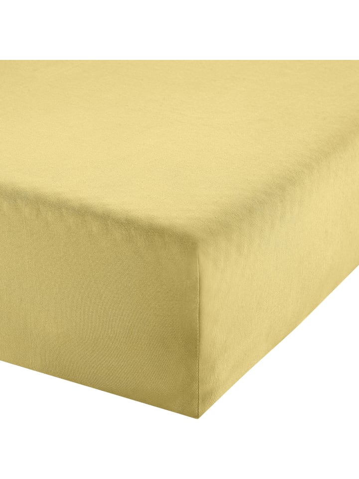 Single-Jersey Boxspringbett-Spannbettlaken Freising in hellgelb