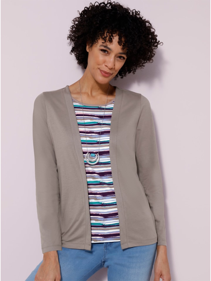 2-in-1-Shirt in taupe