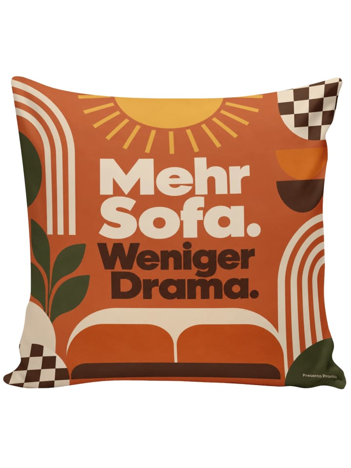 Kissen Sofakissen Mid-Zeichenntury Design mit Spruch in Weiß