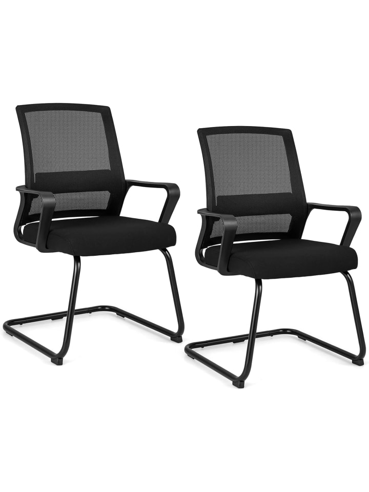 Freischwinger Stühle 2er Set für Büro in Schwarz