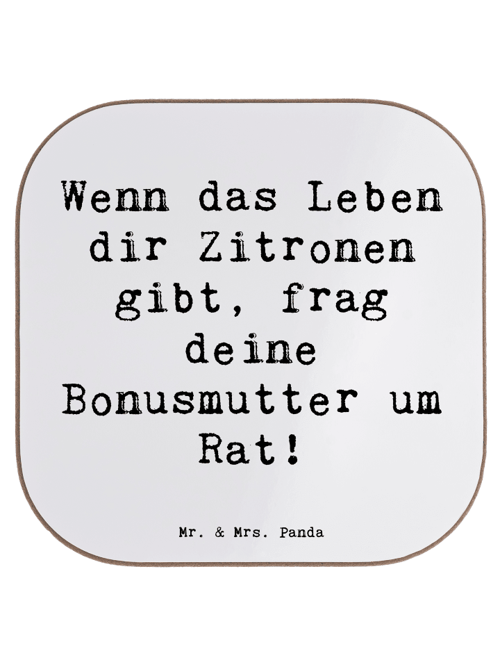 Untersetzer Rat bei Bonusmutter mit Spruch in Weiß