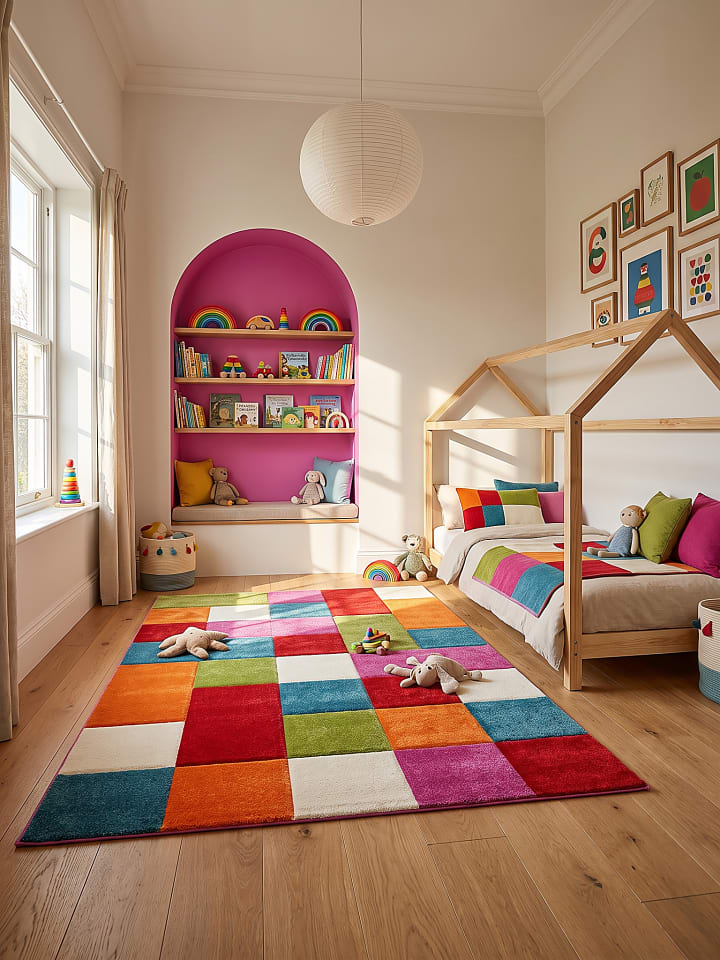 Kinderteppich Kinder-Motiv Kinderzimmer pflegeleicht Spielzimmer in Mehrfarbig