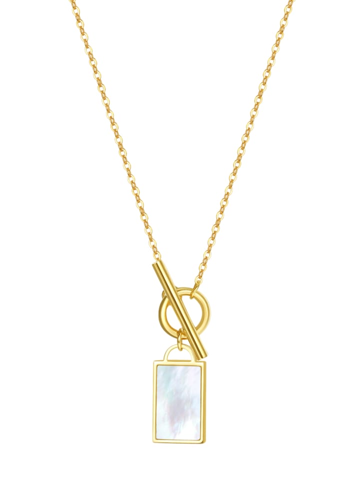 Vergold. Kette Viereck Anhänger Edelstahl in Gold - (L) 56,5 cm
