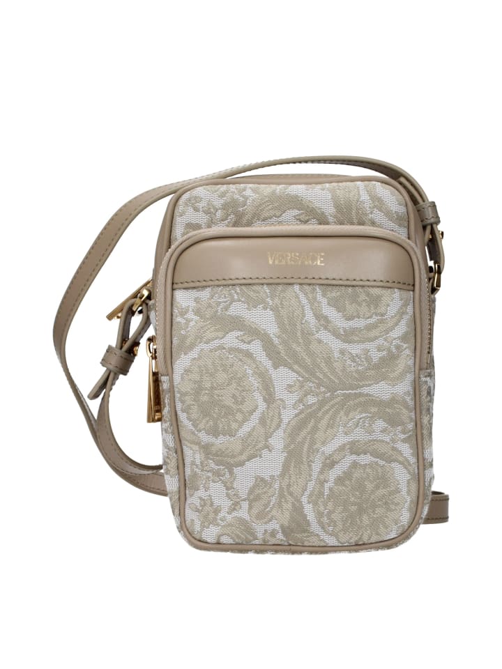 Beige Stoff Umhängetasche