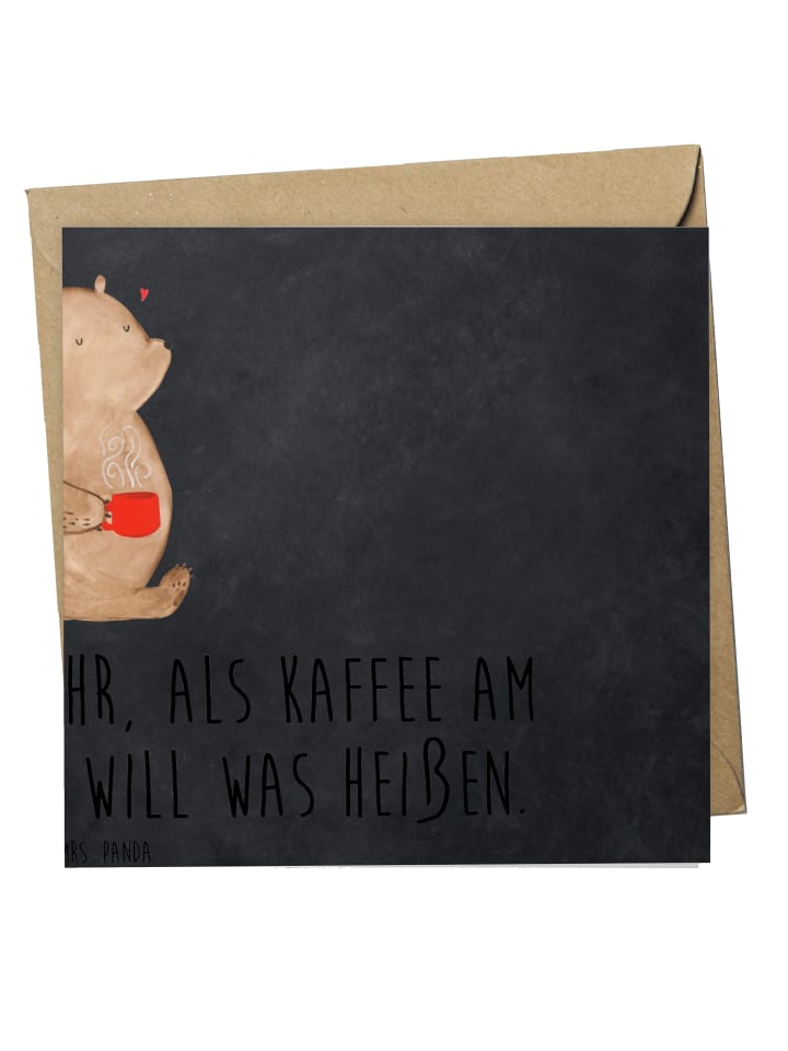 Grußkarte Bär Morgenkaffee mit Spruch in Kreidetafel