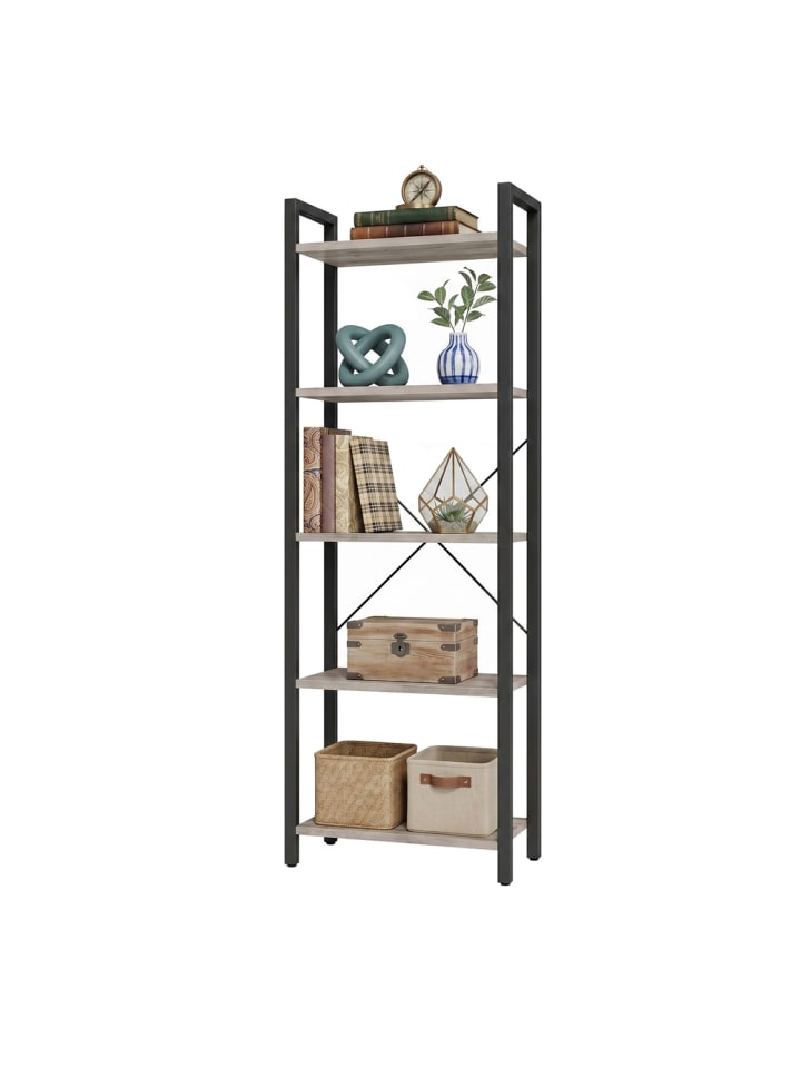 Bücherregal Barnet in Greige-Schwarz - (B)39.6 x (H)154 x (T)30 cm