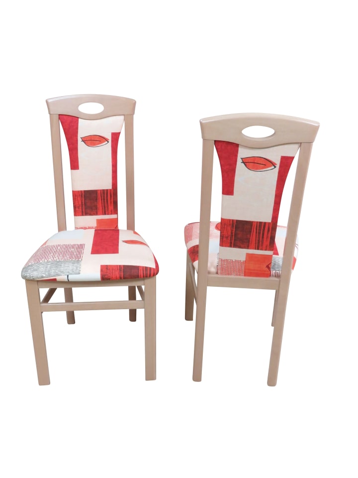 2er Set Stuhl "Kasia" in natur/terracotta-rot