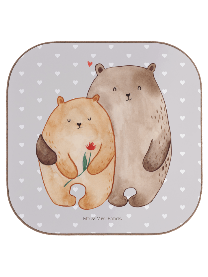 Deko-Untersetzer Bären Liebe ohne Spruch in Grau Pastell