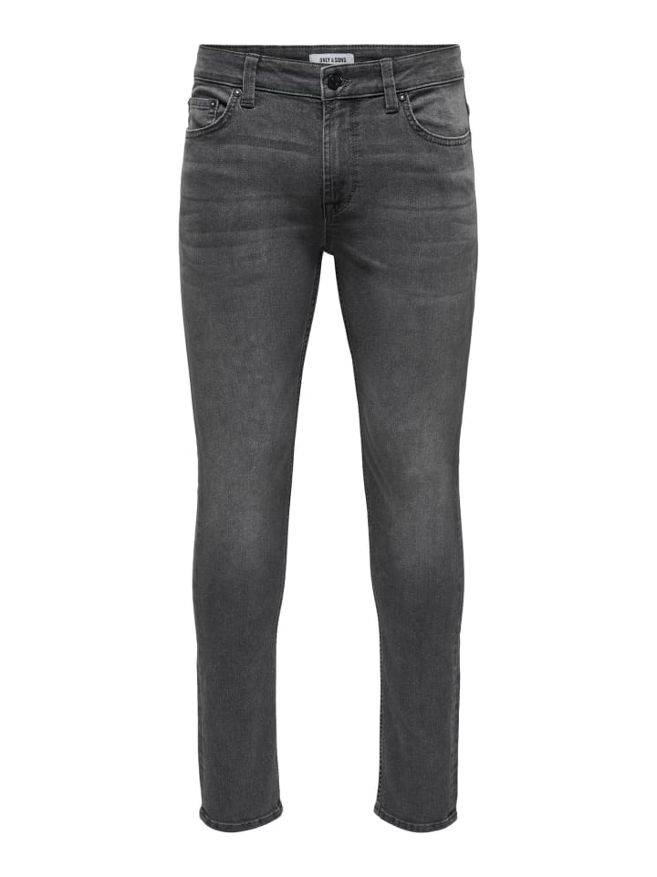 Slim Fit Jeans Basic Hose Stoned Washed Denim Pants ONSLOOM in Hellgrau