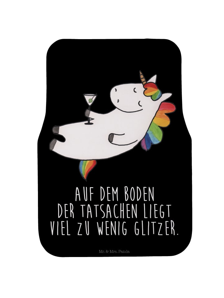 Automatte Einhorn Blümchentail mit Spruch in Schwarz