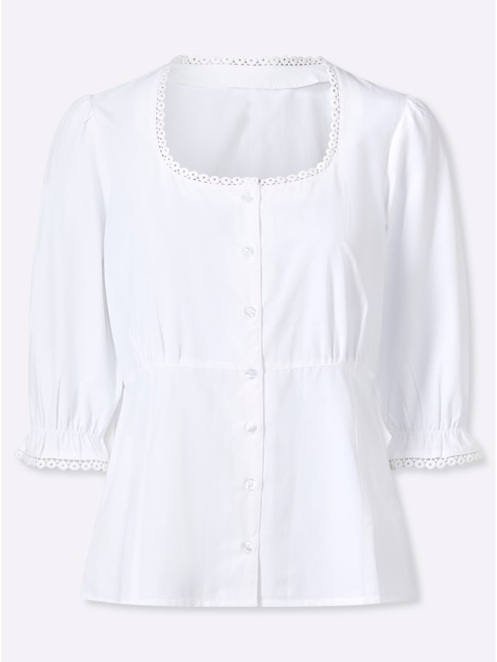 3/4-Arm-Bluse in weiß