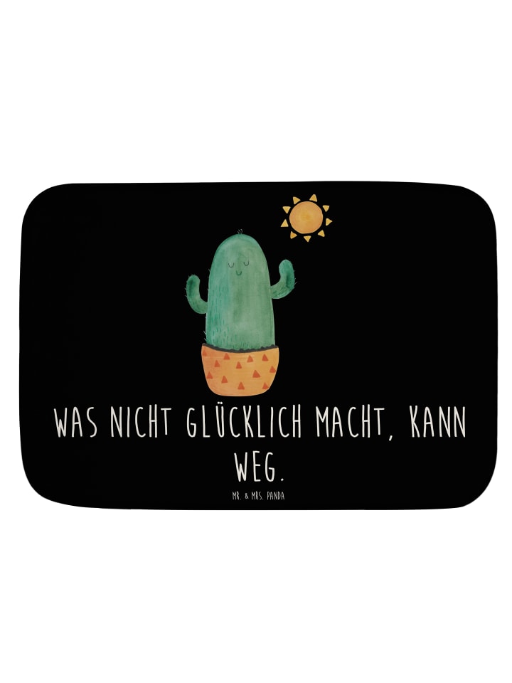 Badevorleger Kaktus Sonne mit Spruch in Schwarz