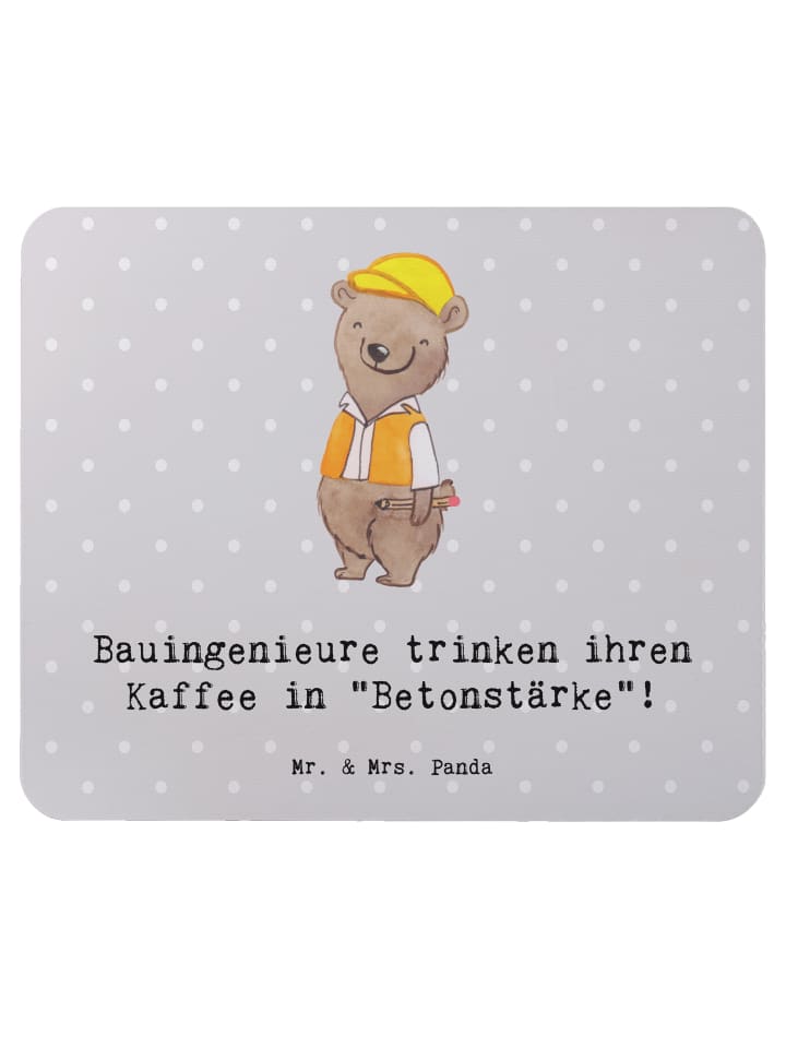 Maus-Pad Bauingenieur Kaffee mit Spruch in Grau Pastell