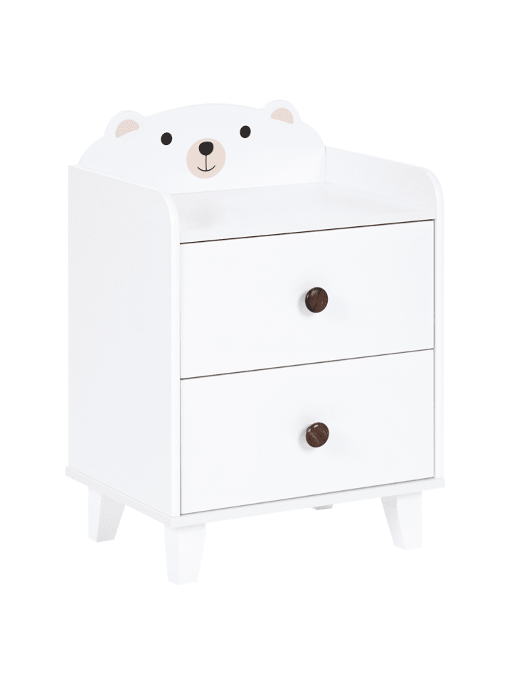 Nachttisch MIMILI in Weiß/Braun - (W) 40 x (H) 56 x (L) 30 cm
