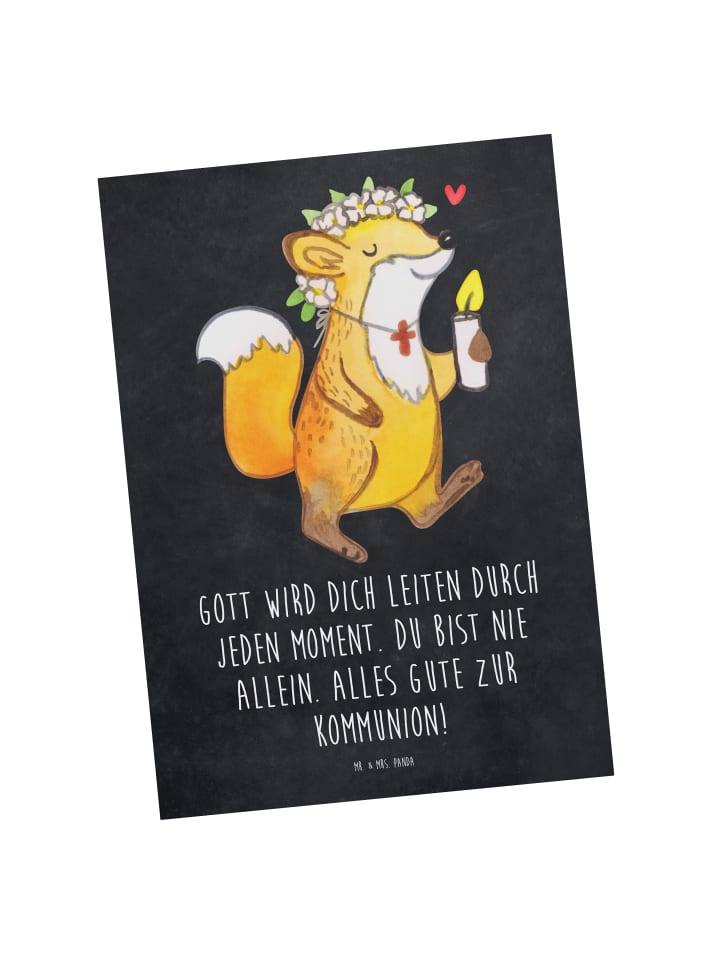 Postkarte Fuchs Kommunion  mit Spruch in Kreidetafel
