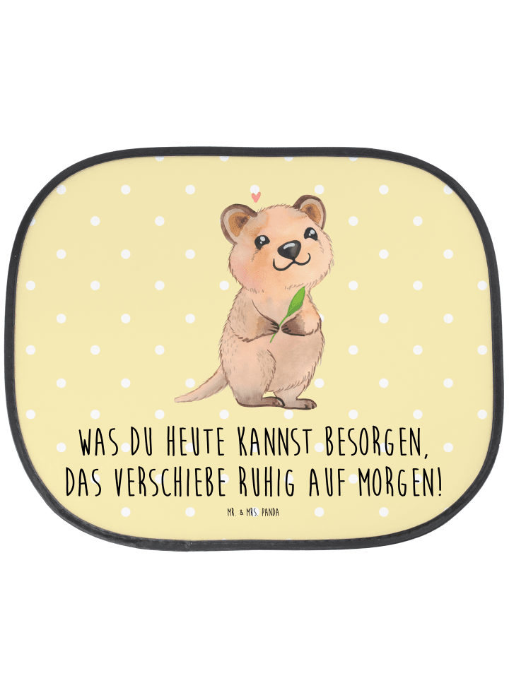 Sonnenschutz Autoscheibe Quokka Happy mit Spruch in Gelb Pastell