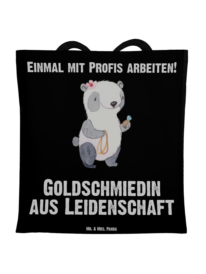 Tasche Goldschmiedin Leidenschaft mit Spruch in Schwarz