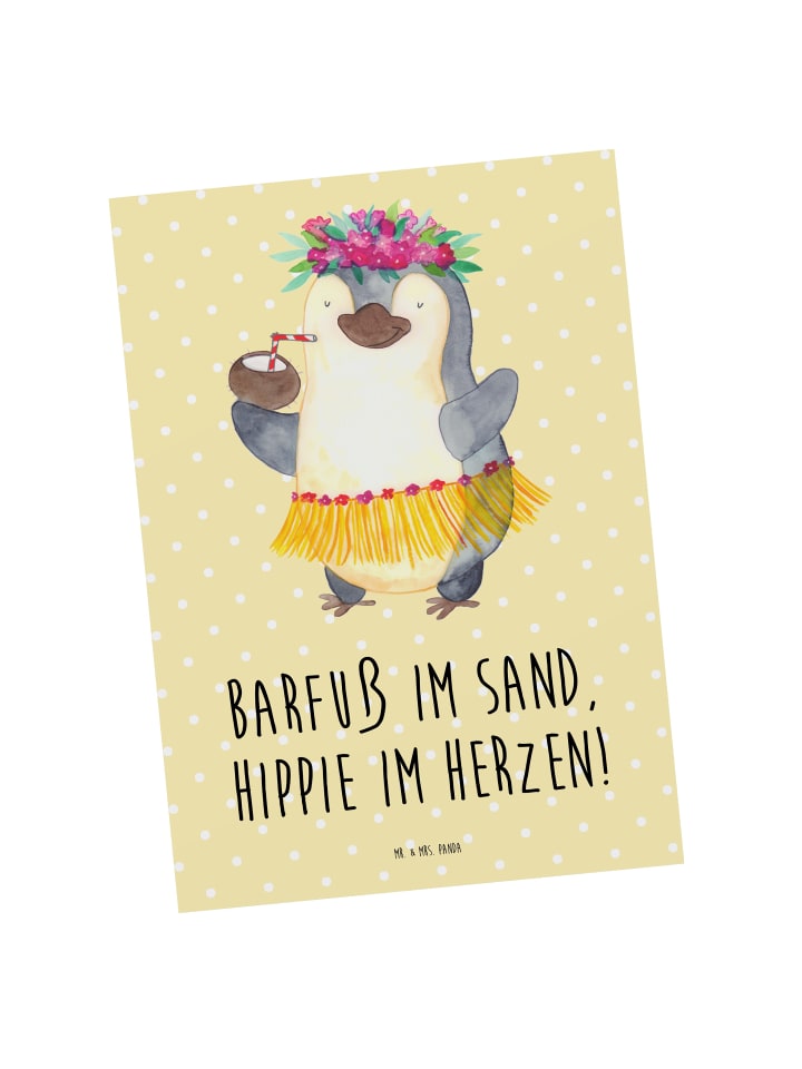 Postkarte Sommer Hippie mit Spruch in Gelb Pastell
