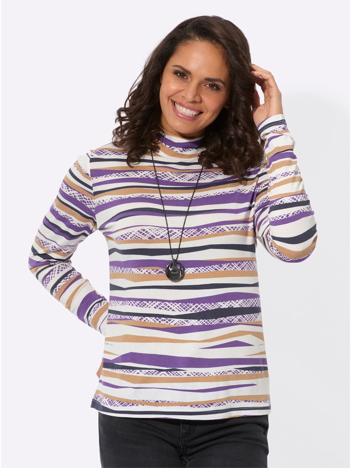 Druck-Shirt in camel-lila-bedruckt