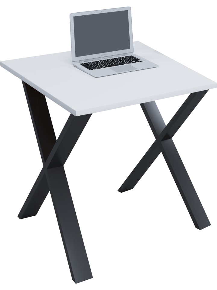 Schreibtisch Bürotisch Computertisch 80x80 Lona X in Schwarz / Weiß