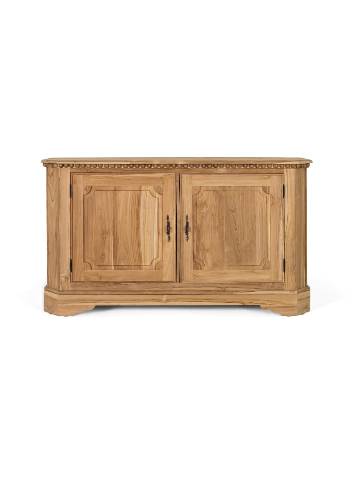 Sideboard mit zwei Türen und zwei Einlegeböden aus Teakholz 150 cm in Brown