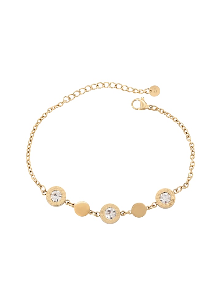 Women Chain Link Bracelet With Charms in Gold
