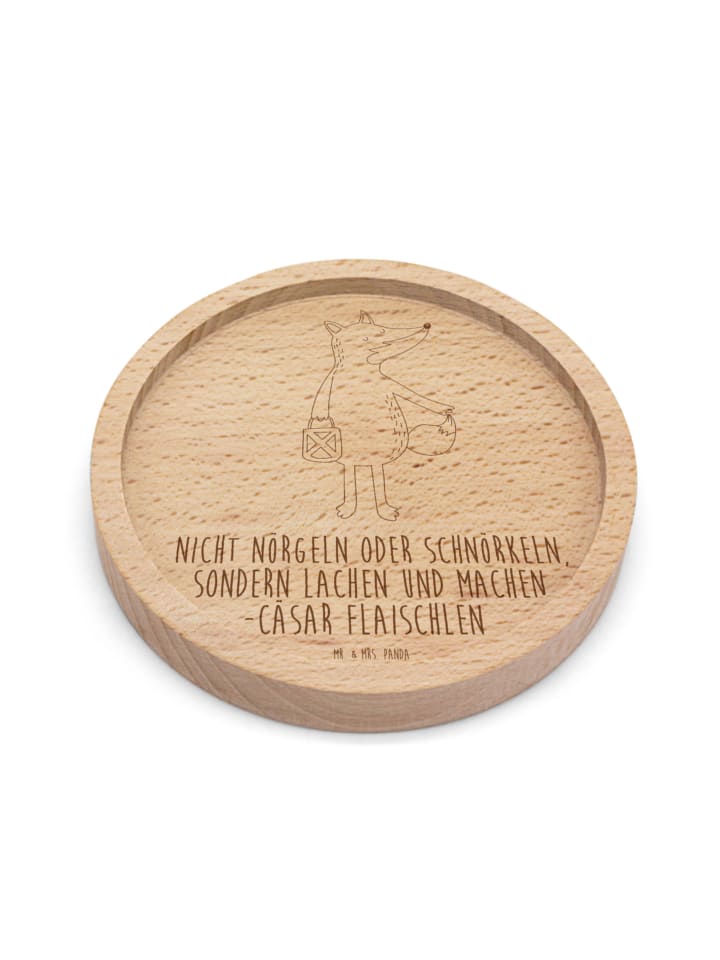 Holz Untersetzer Fuchs Laterne mit Spruch in Transparent