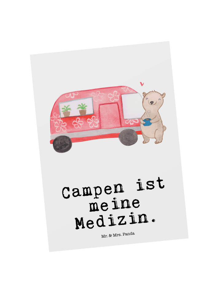 Grußkarte Bär Camper mit Spruch in Weiß