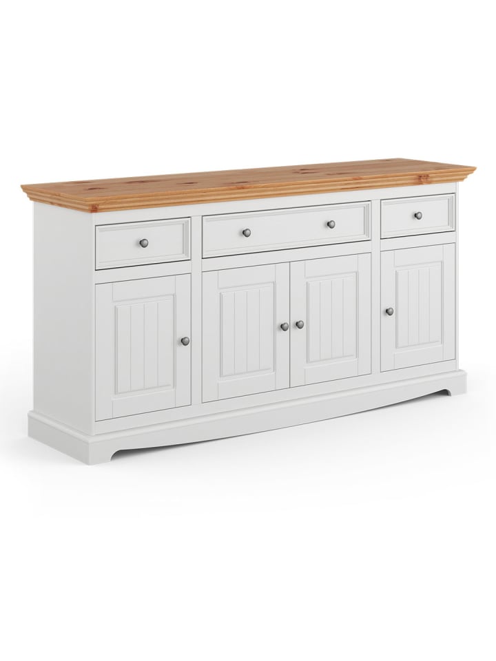Kommode Belluno Elegante Kiefer Natur gebeizt / weiß lackiert 167 / 45 / 85cm