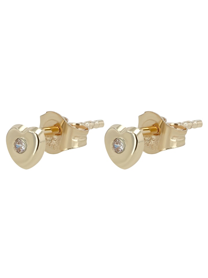 Mädchen Ohrringe – Ohrstecker Herz aus 333 Gold mit Zirkonia in gold