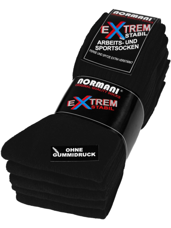 10 Paar Extrem Stabile Arbeits & Sportsocken Extrem in Schwarz