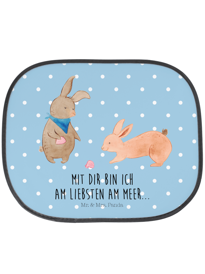 Sonnenschutz Auto Hasen Muschel mit Spruch in Blau Pastell