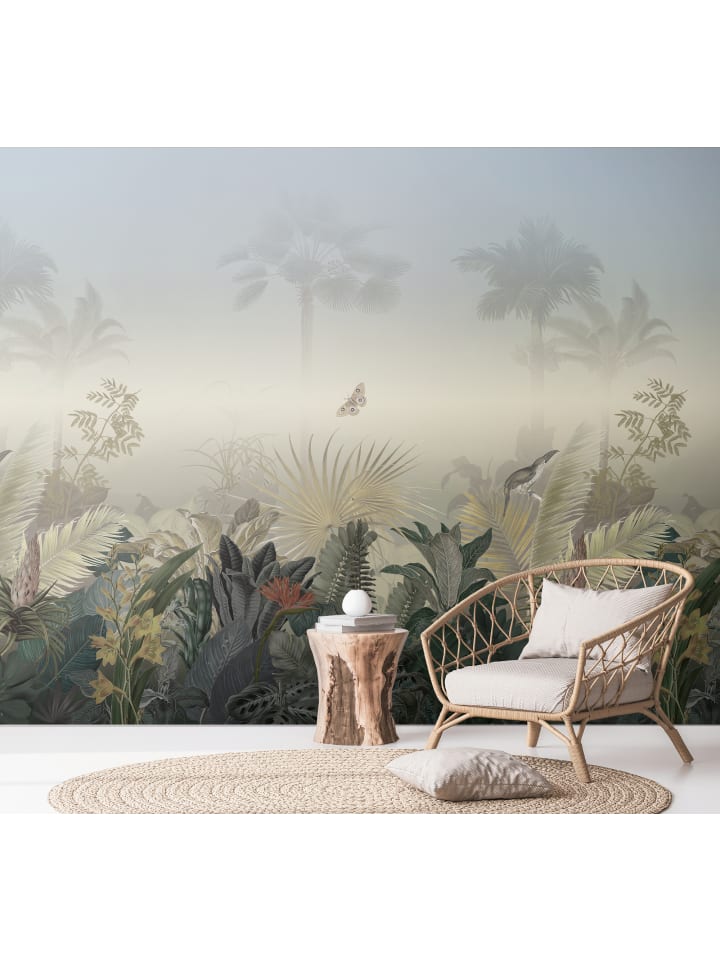 Tapete Exotic Dreamscape in Grüntönen und Naturfarben
