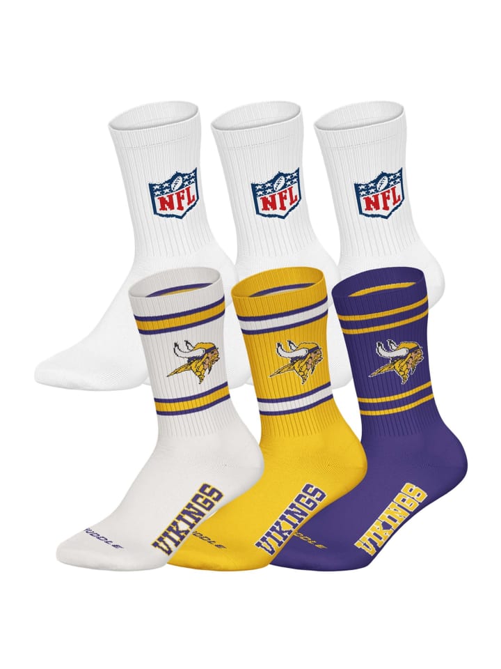 Socken 6er Pack in Minnesota Vikings 2/Weiß