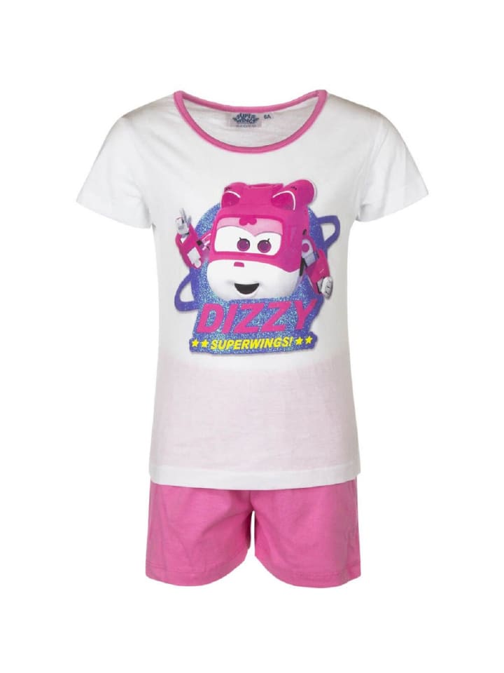 Super Wings Pyjama-Set aus Baumwolle kurzer Schlafanzug Shortama in Weiß 1