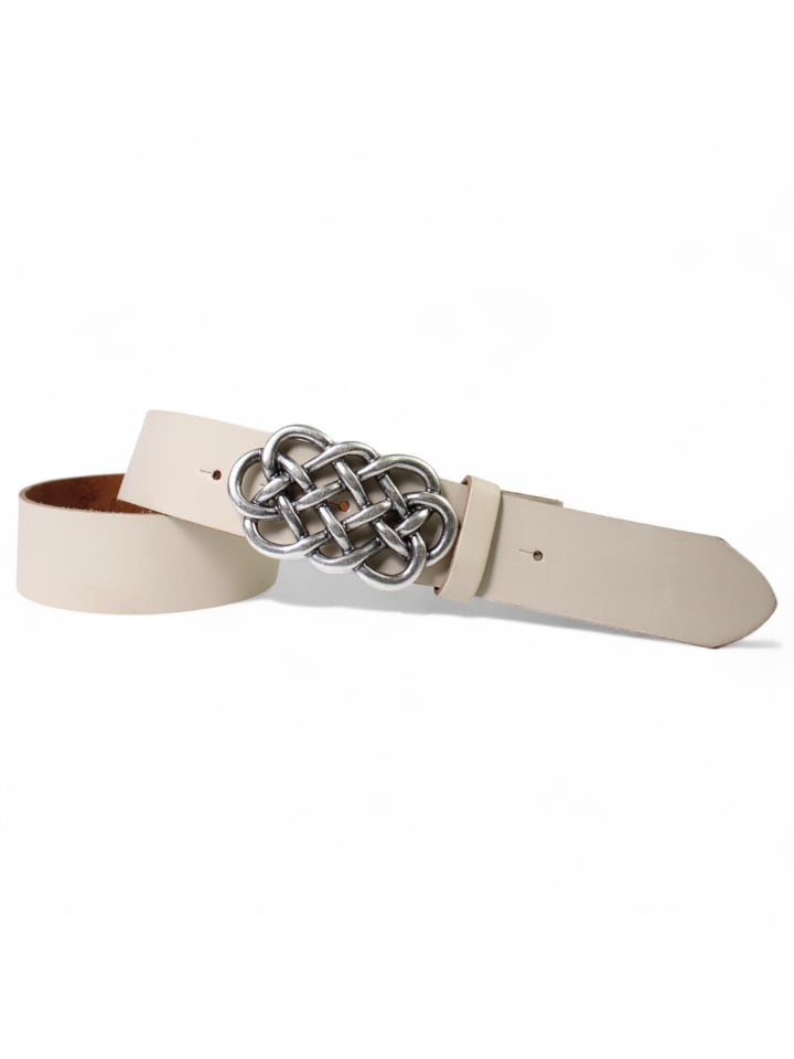 Damengürtel keltische Schnalle in Creme