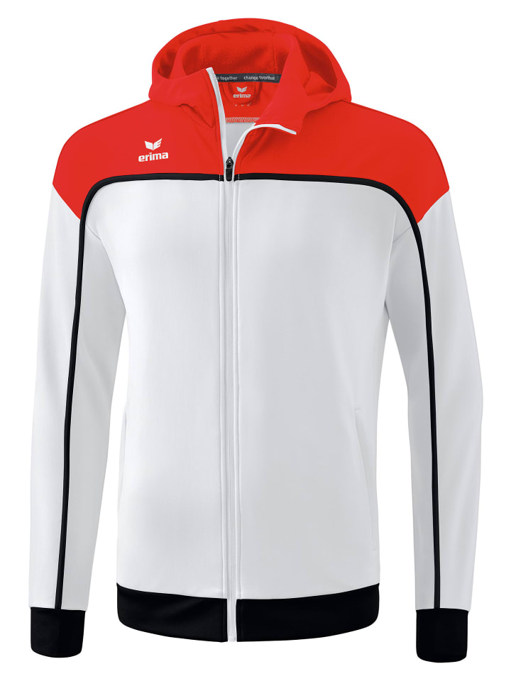 Kinder Change By Erima Trainingsjacke mit Kapuze in weiß/rot/schwarz