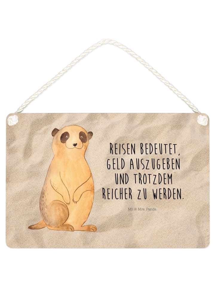 Schild Erdmännchen mit Spruch in Sandig