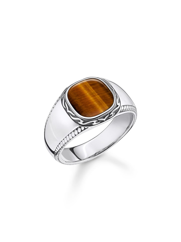 Ring Tigerauge in silber, braun