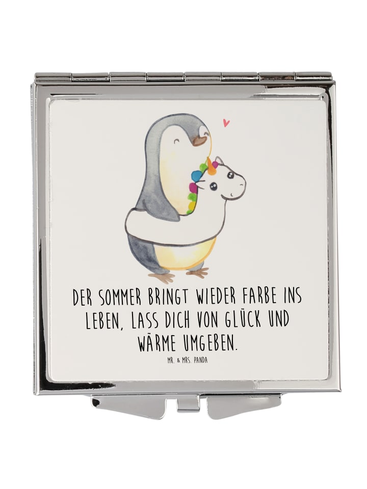 Kleiner Spiegel Sommerfarben mit Spruch in Weiß