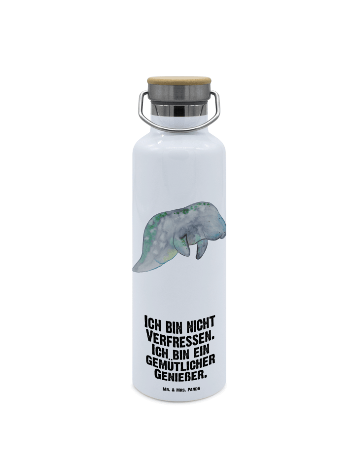 Wasserflasche Seekuh Chillen mit Spruch in Weiß