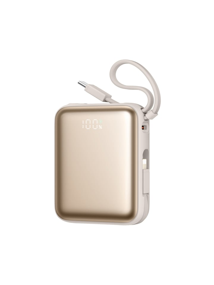 JR-PBF27 10000mAh 22.5W Powerbank mit Kabeln Gold