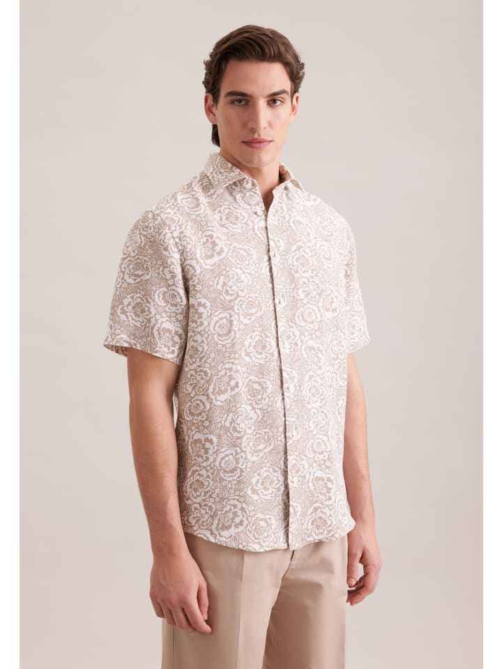Leinenhemd Regular in Beige