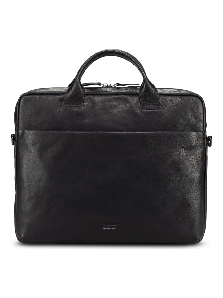 Glasgow Aktentasche Leder 37 cm Laptopfach black