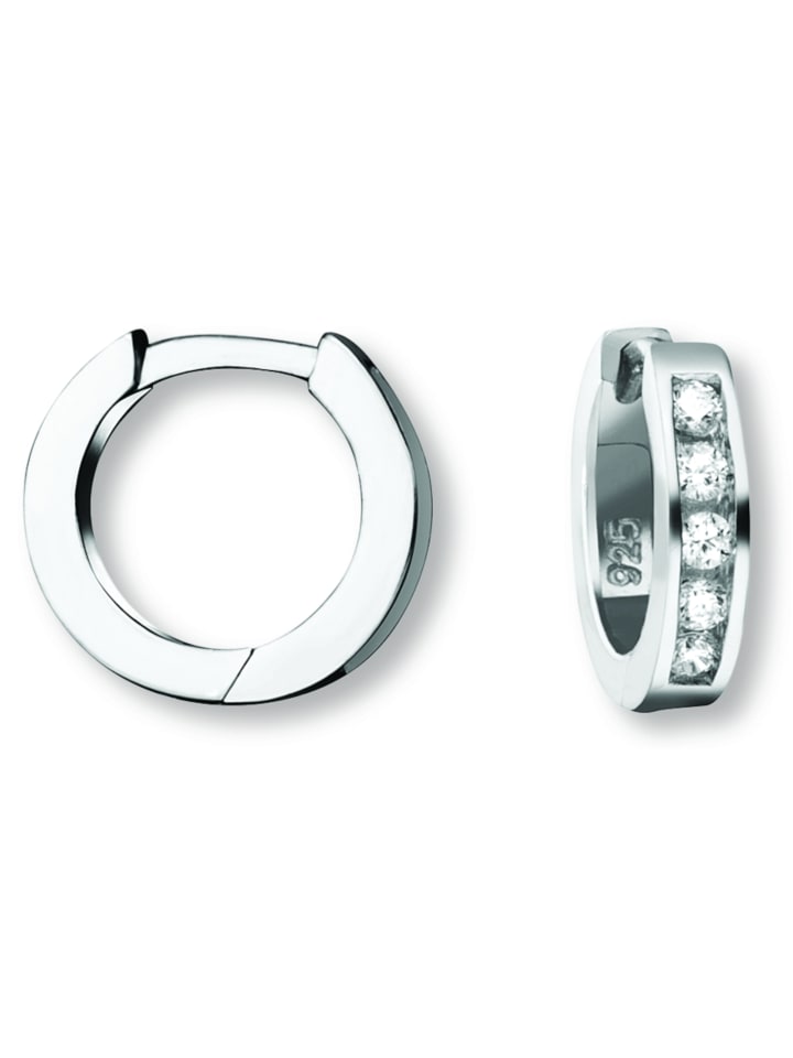 Zirkonia Ohrringe   Creolen aus 925 Silber in silber