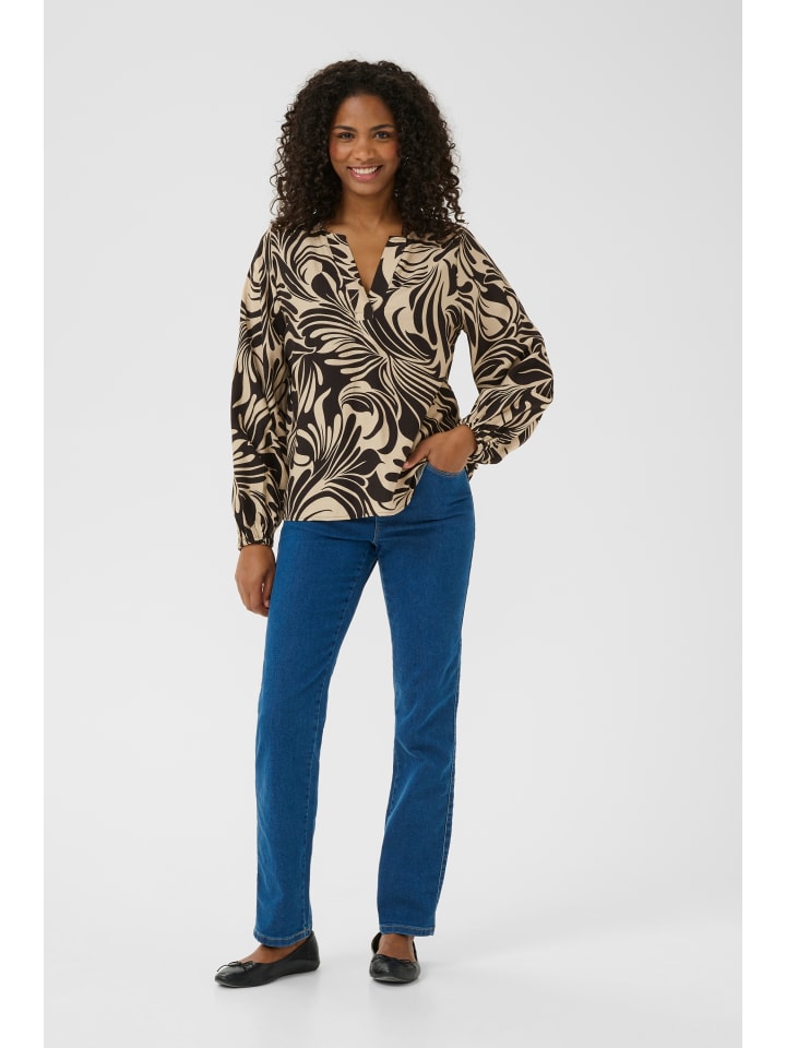 Langarm-Bluse KAcelia Regular fit in Feather Gray/Black Graphic