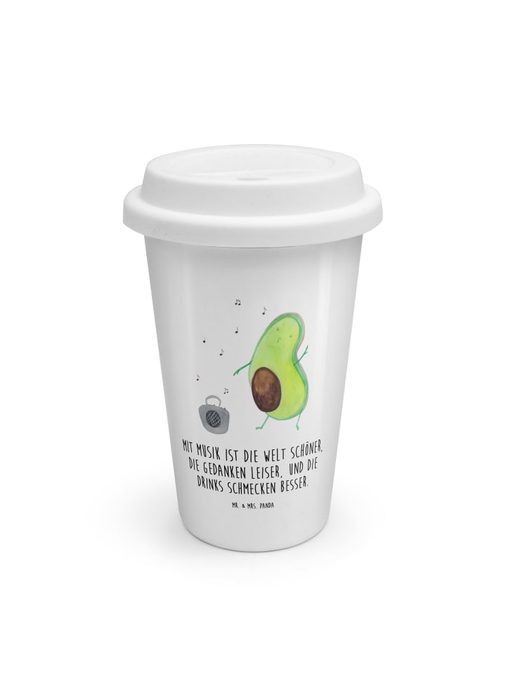 Thermobecher Avocado Tanzen mit Spruch in Weiß