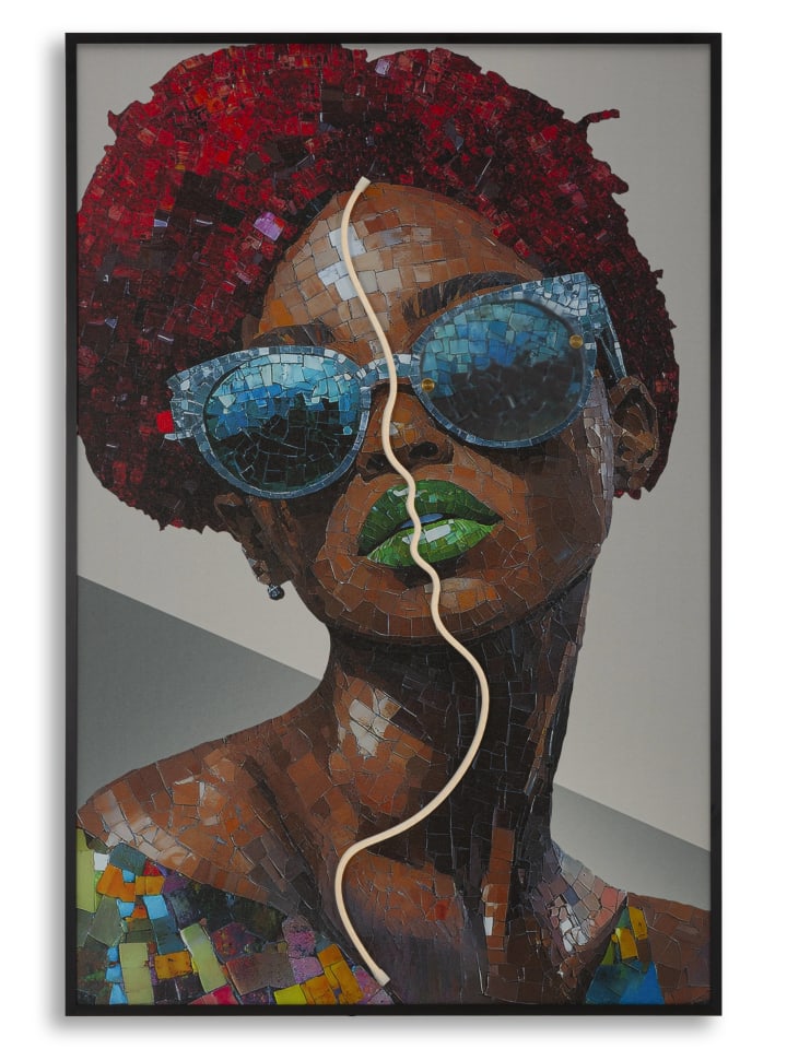 Gemälde auf Leinwand mit LEDs, 60 x 3,5 x 90 cm